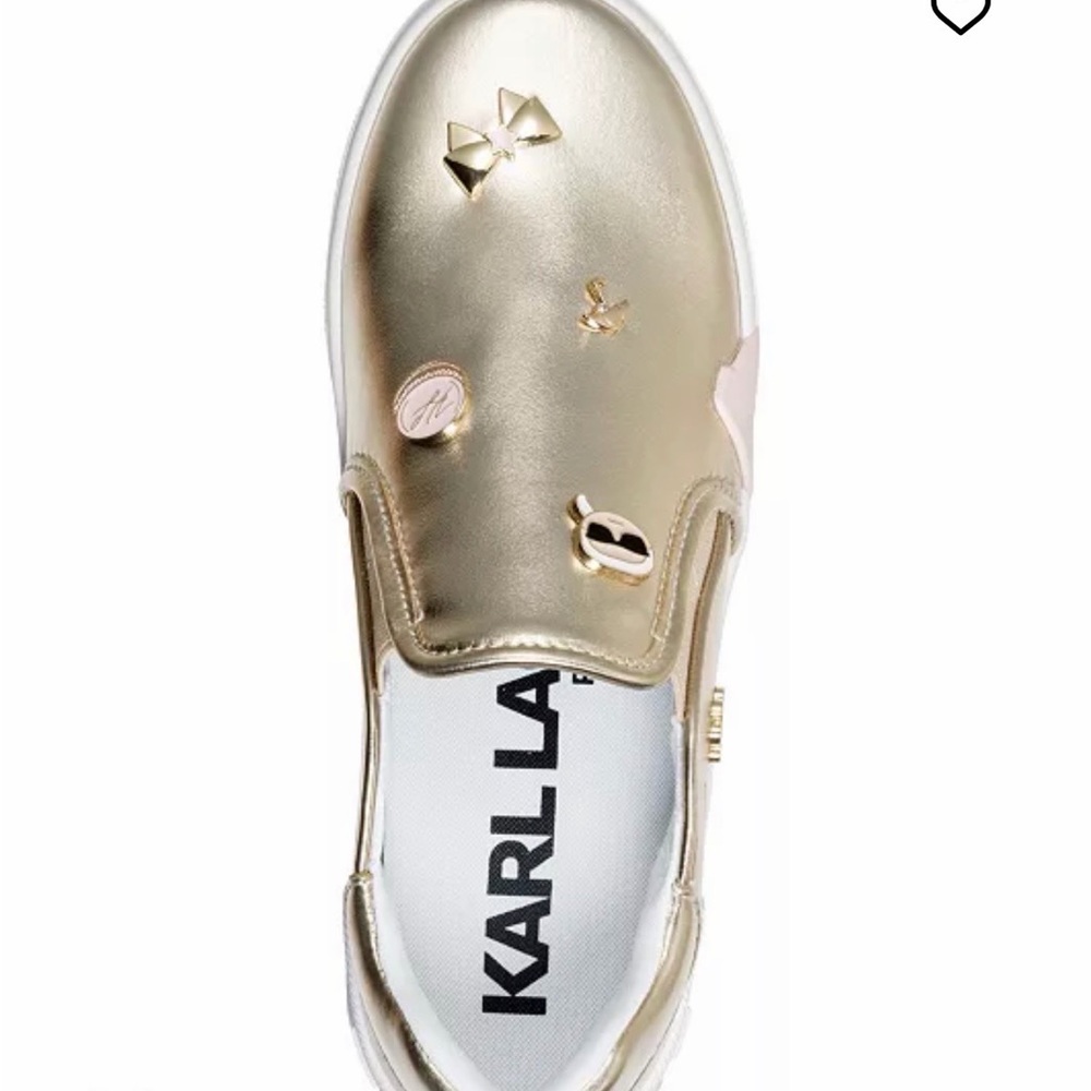 Karl Lagerfeld Gold Slip-On Sneakers-NIB - Picture 2 of 4